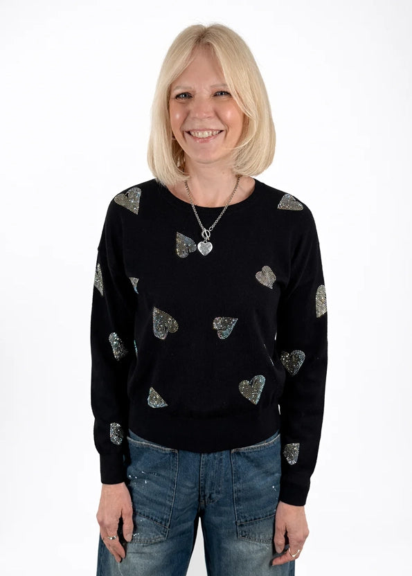 J. Society Glitter Heart Sweater
