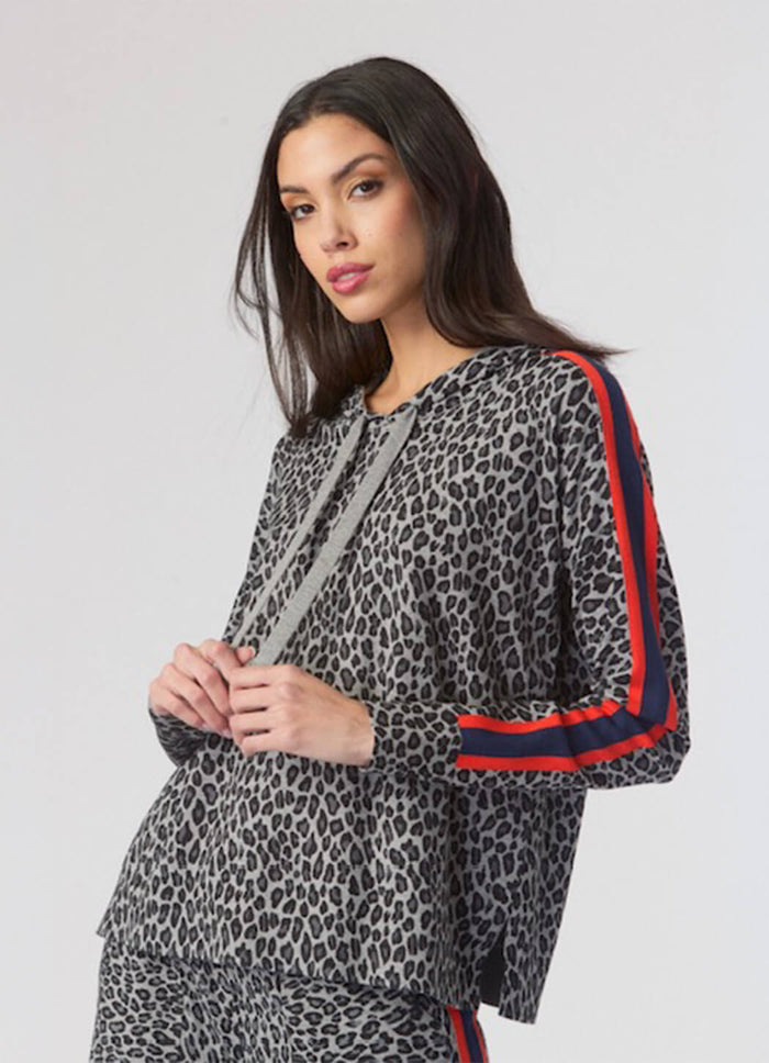 J. Society Cheetah W/Stripe Pullover Hoodie