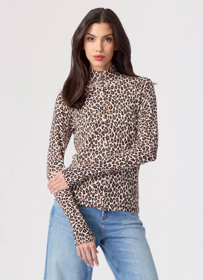J. Society Cheetah Zip Up Cardie