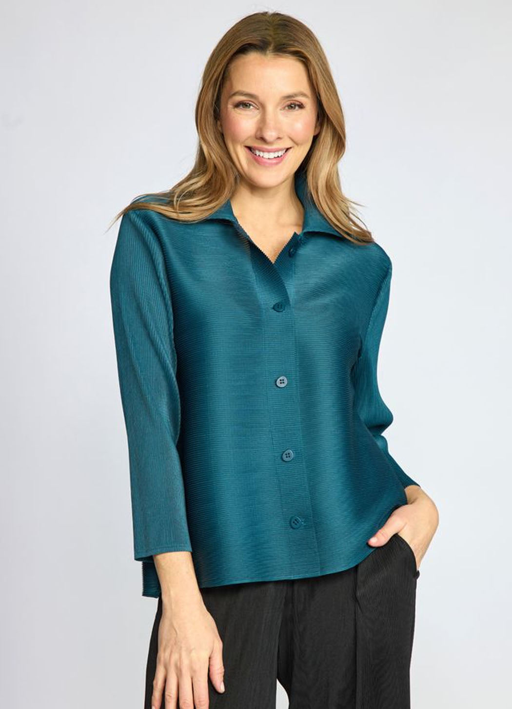 Olivia Parisian Pleats Solid Night Out Jacket