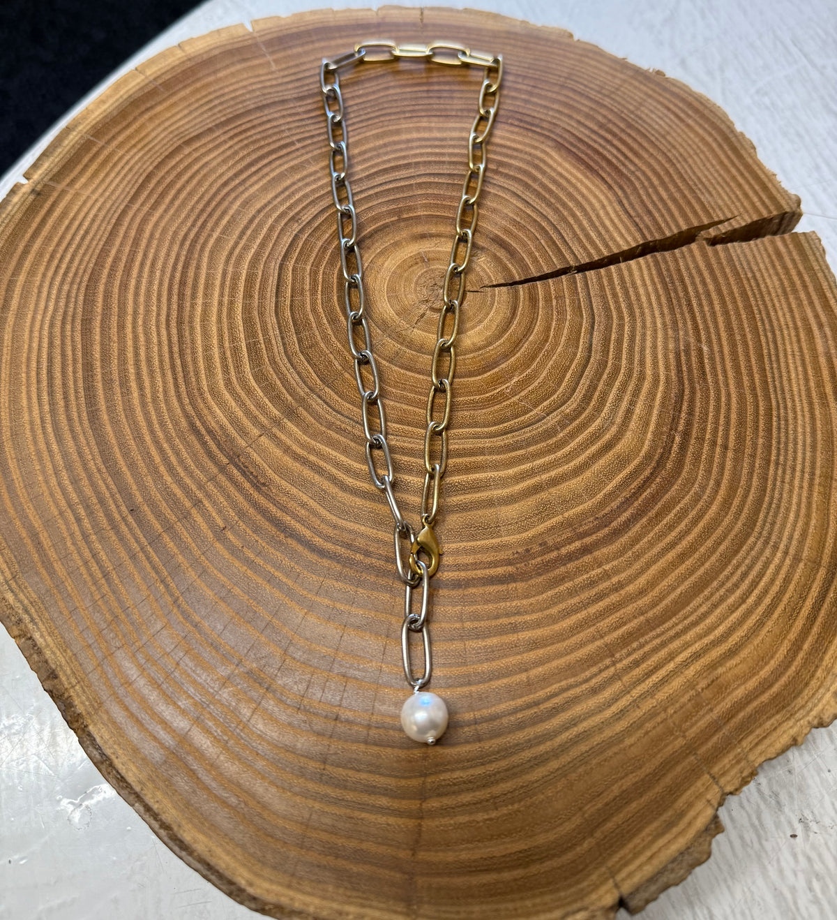 Belle Via Jewelry Mixed Metal Paperclip Chain Necklace