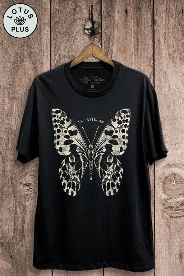 Lotus Fashion Freedom Butterfly Graphic Oversized Tee