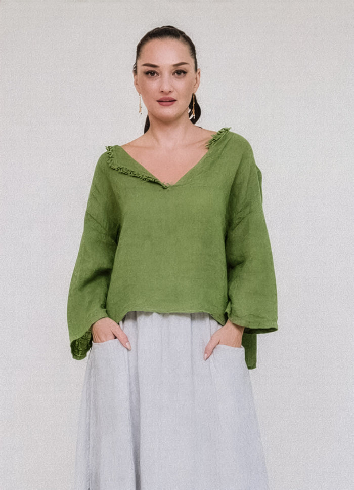 SAGA Deep V Frayed Top