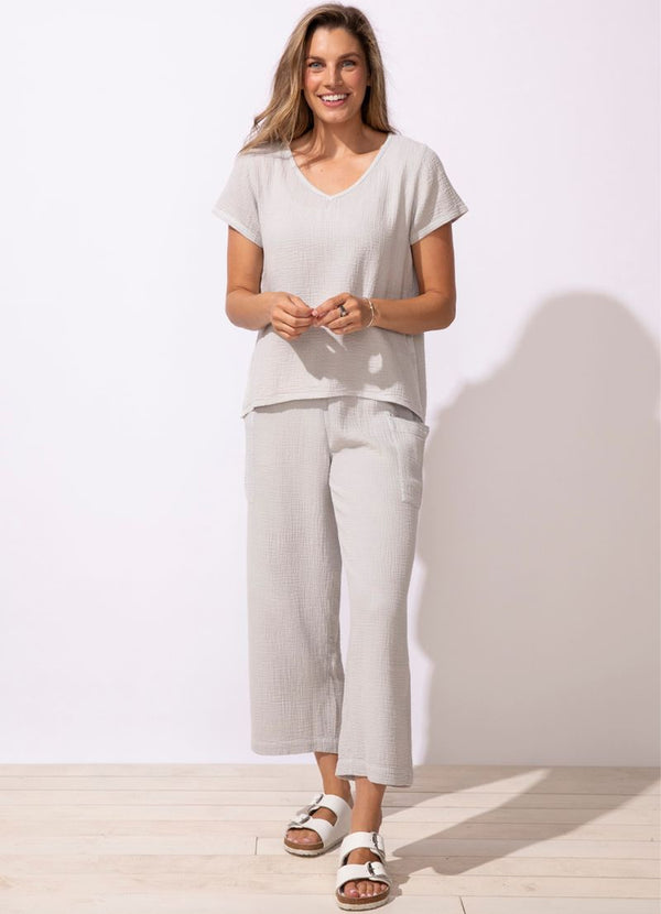 Escape Sunkissed Cotton Gauze V-Neck Tee