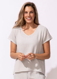 Escape Sunkissed Cotton Gauze V-Neck Tee