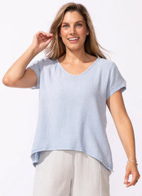 Escape Sunkissed Cotton Gauze V-Neck Teev