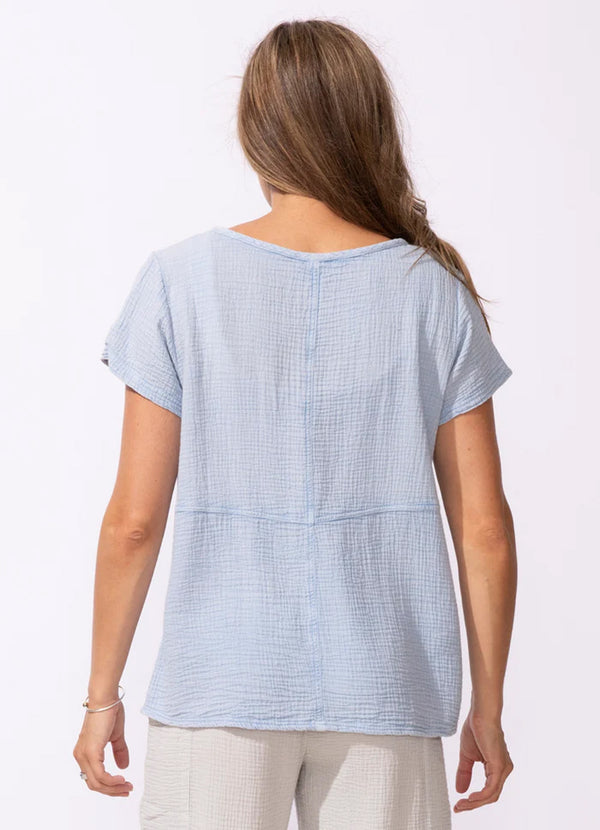 Escape Sunkissed Cotton Gauze V-Neck Tee