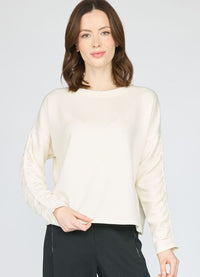 Olivia Feather Lux Knit Solid Wander Pullover