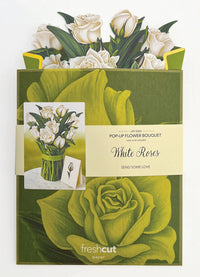 FreshCut Paper White Roses Pop-up Greeting Cards