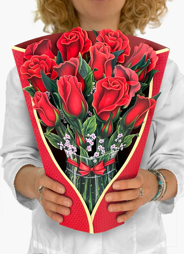 FreshCut Paper Red Roses Pop-up Greeting Cards