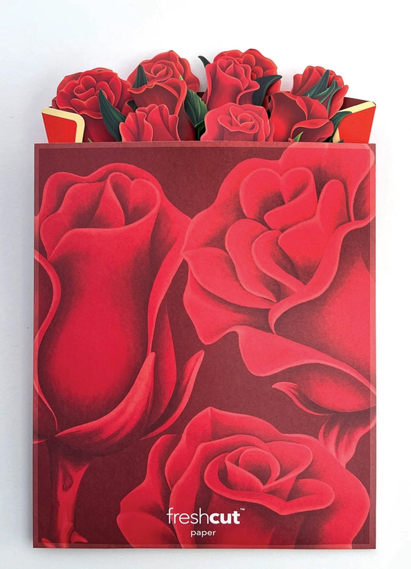 FreshCut Paper Red Roses Pop-up Greeting Cards