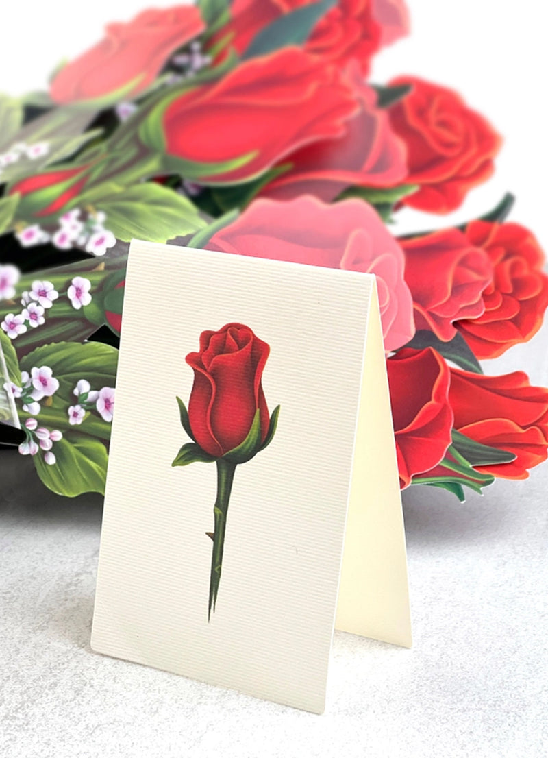 FreshCut Paper Red Roses Pop-up Greeting Cards