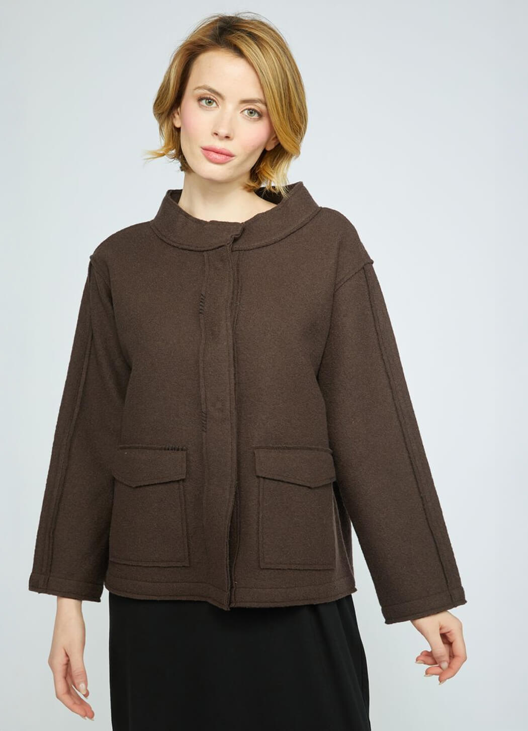 Olivia Boiled Wool Snappy Jacket