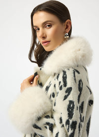 Joseph Ribkoff Animal Print Coat with Faux Fur Trim