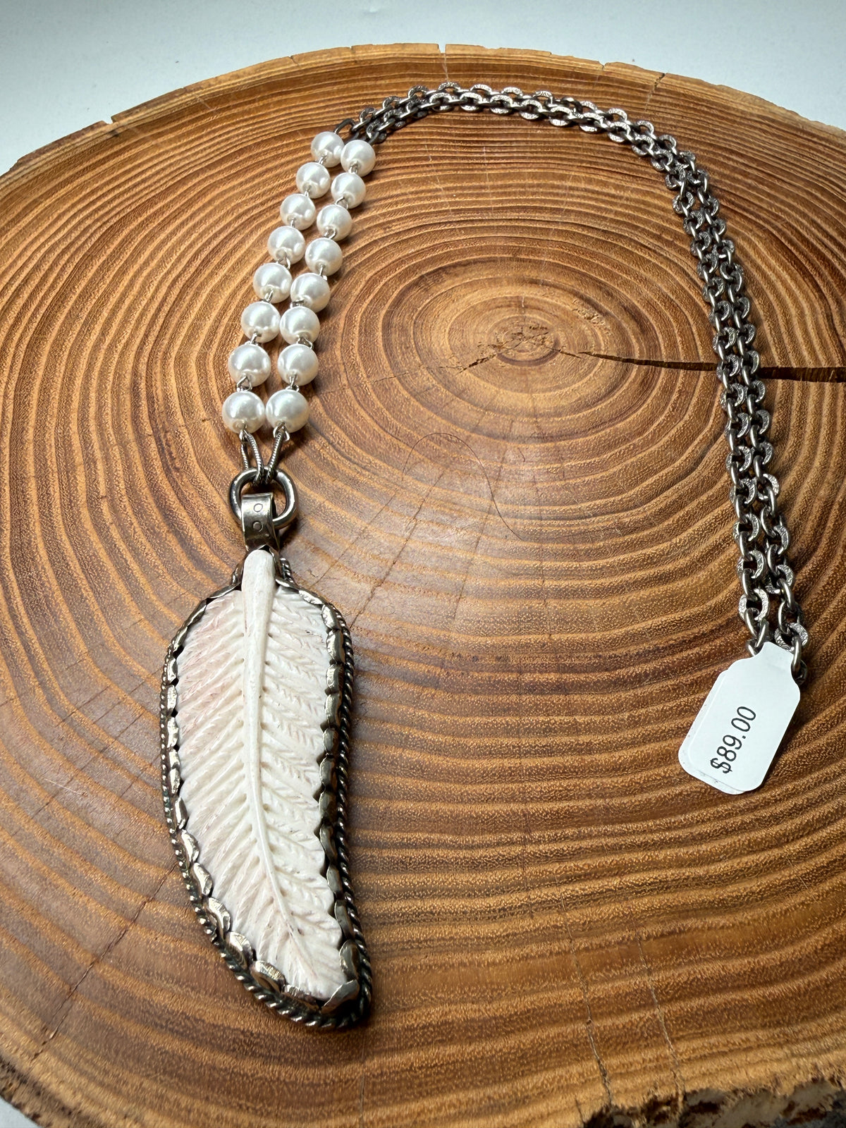 Belle Via Jewelry One-Of-A-Kind Exclusive Wild Buffalo Feather Necklace