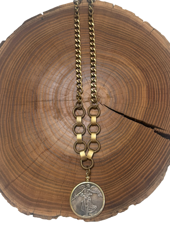 Belle Via Jewelry One-Of-A-Kind Vintage French Coin Necklace