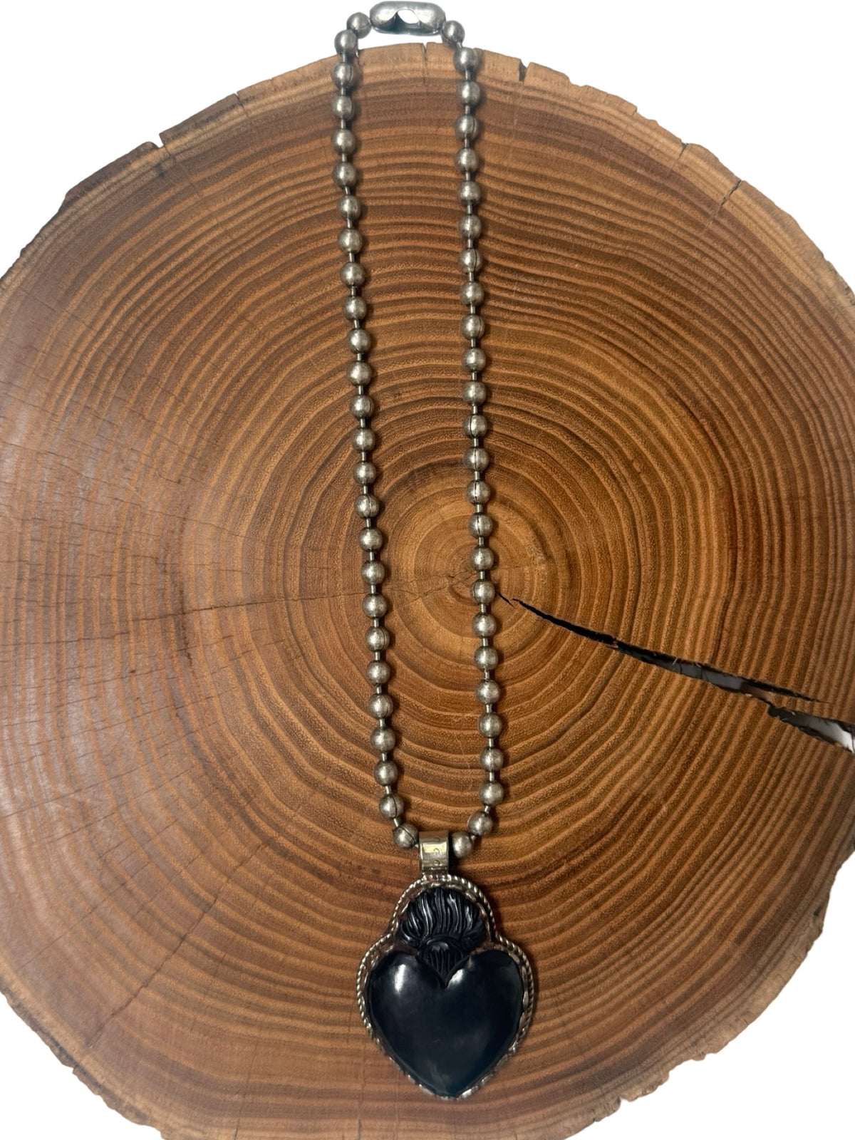 Belle Via Jewelry One-Of-A-Kind Black Onyx Sacred Heart Necklace