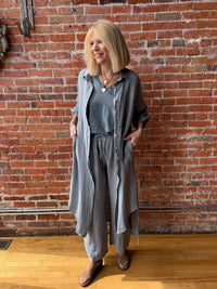 Suzy D Larino Linen Long Button Thru Dress