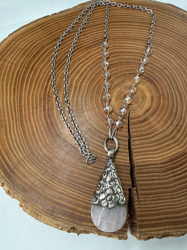 Belle Via Jewelry One-Of-A-Kind Signature Rose Quartz Necklace