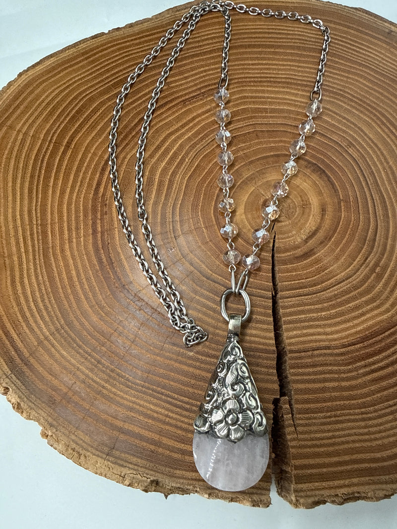 Belle Via Jewelry One-Of-A-Kind Signature Rose Quartz Necklace