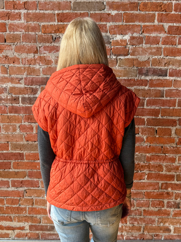 J. Society Nylon Quilted Hooded Vest