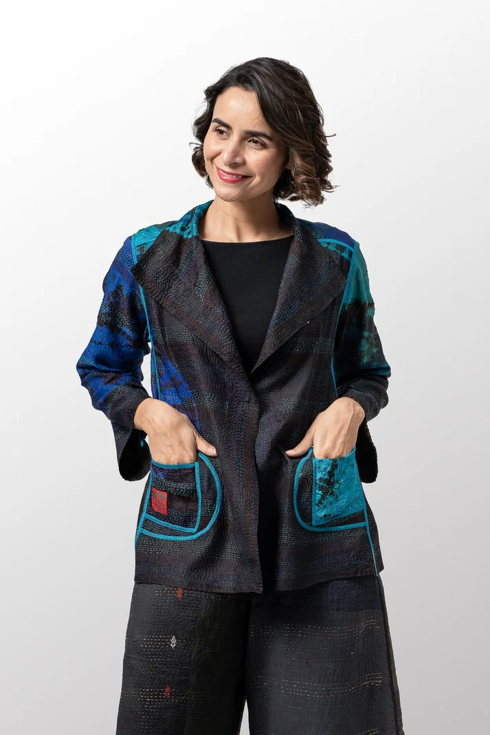 Mieko Mintz Tie Dye Circle Shibori Kantha Short Jacket