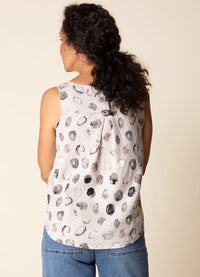 Habitat Linen Dot Pleat-Back Button Tank