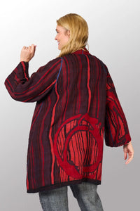 Mieko Mintz Overdyed Stripe & Bends Kantha A-Line Jacket