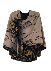 Rapti Fashion Reversible Cashmere Buckle Shawl - Camel/Grey