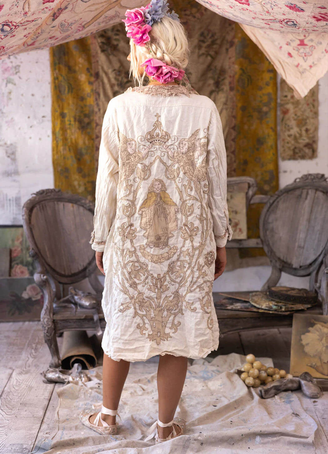 Magnolia Pearl Leola Embroidered Smock Coat