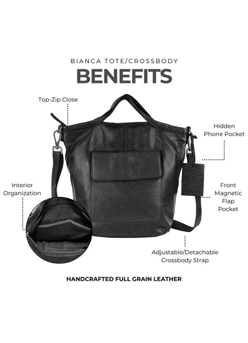 Latico Bianca Handcrafted Leather Tote/Crossbody Bag