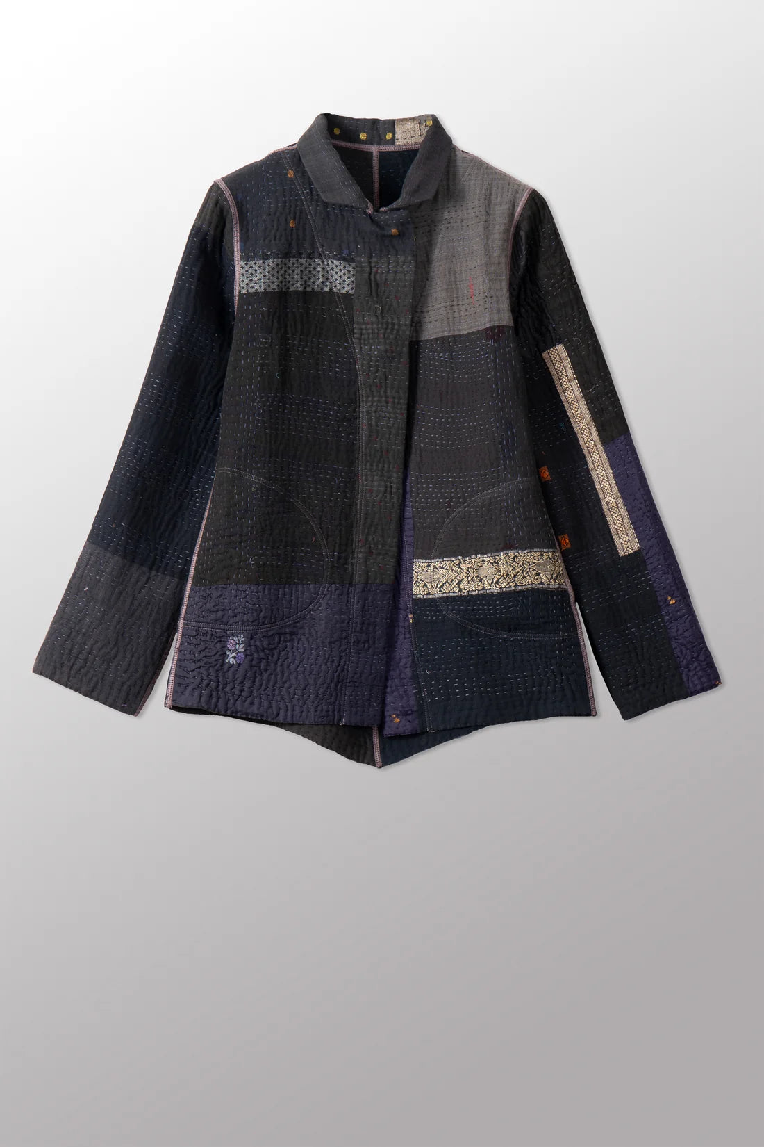 Mieko Mintz Silk Patch Kantha Simple Jacket