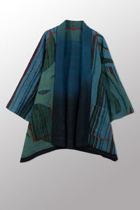 Mieko Mintz Overdyed Stripe & Bends Kantha A-Line Jacket