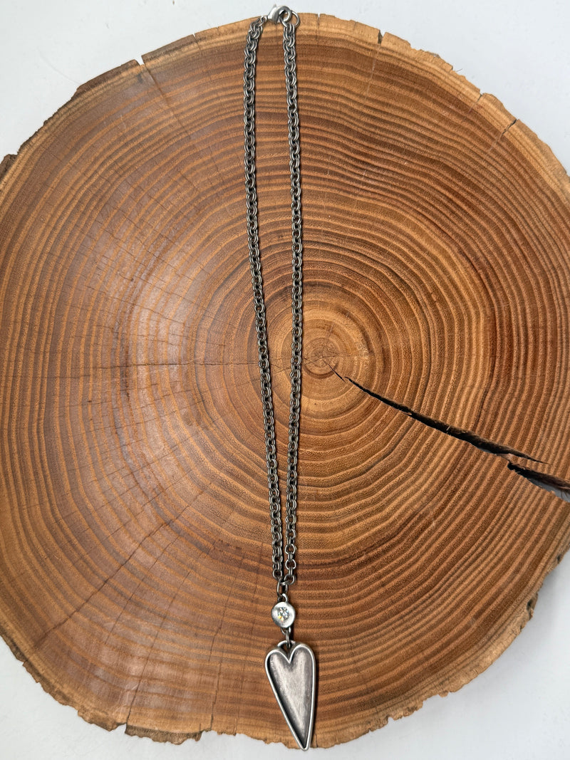 Belle Via Jewelry Vintage Slim Heart Necklace