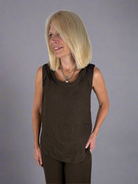 Suzy D Seattle Linen Cowl Neck Tank