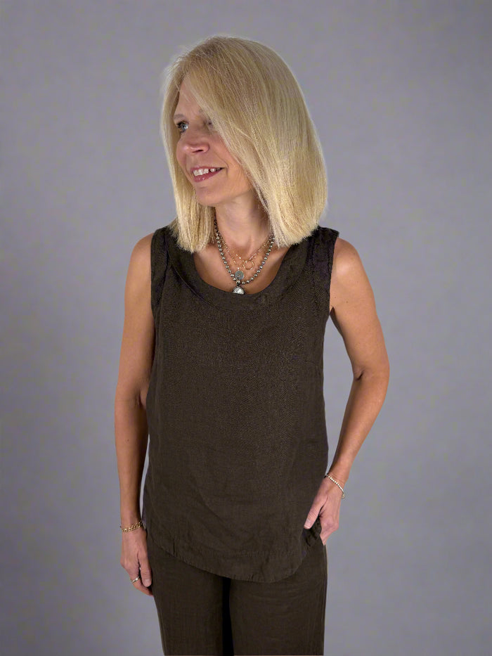 Suzy D Seattle Linen Cowl Neck Tank