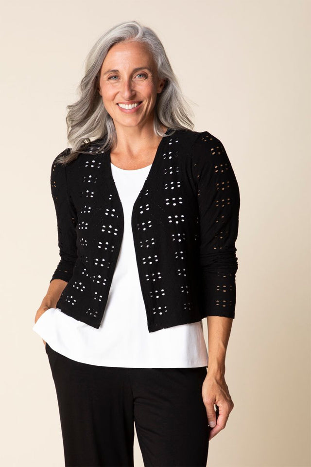 Habitat Eyelet Blooms Open Front Jacket