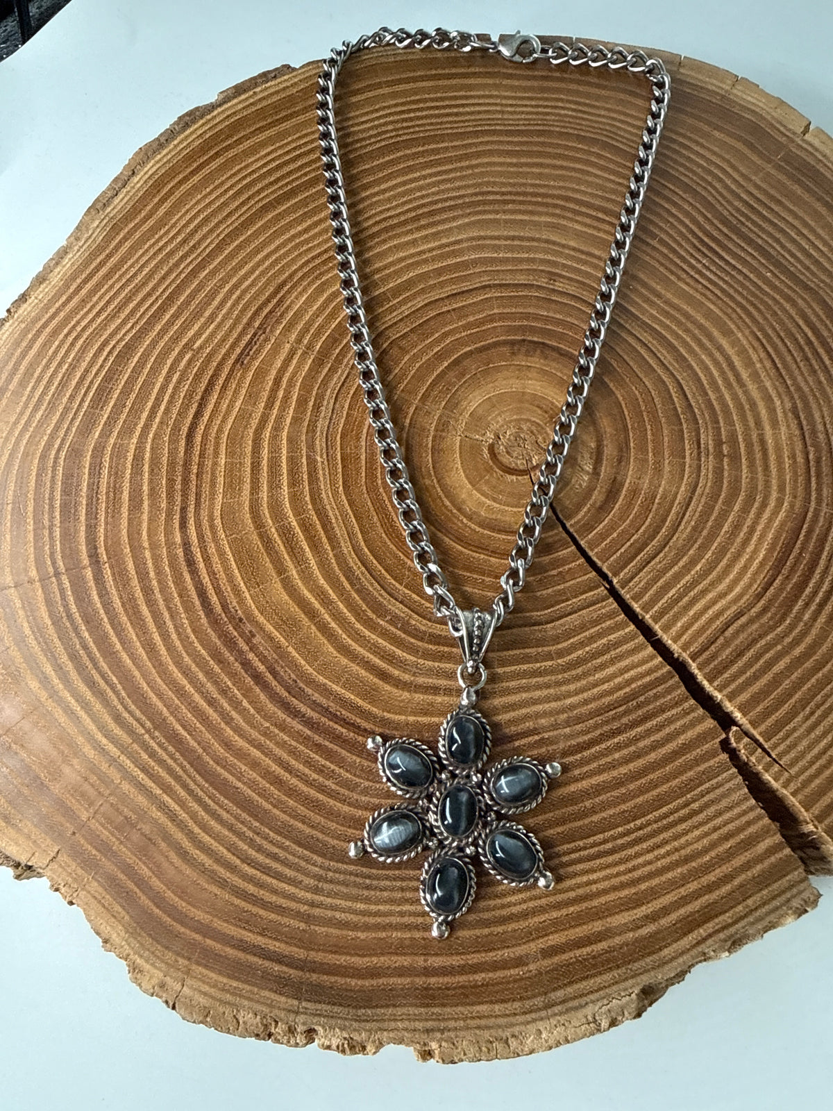 Belle Via Jewelry One-Of-A-Kind Signature Cat Eye Flower Necklace