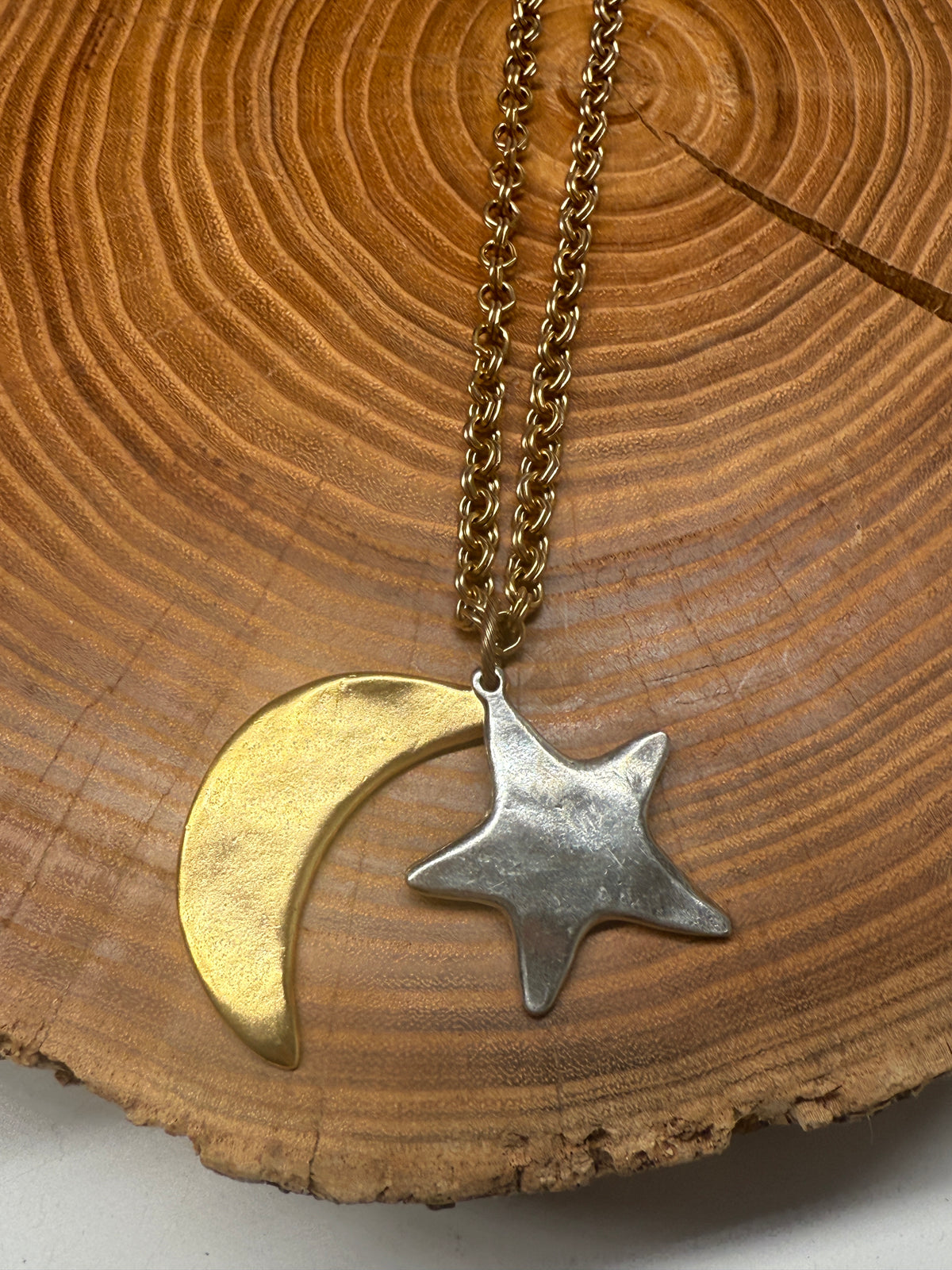 Belle Via Jewelry Large Star + Moon Necklace