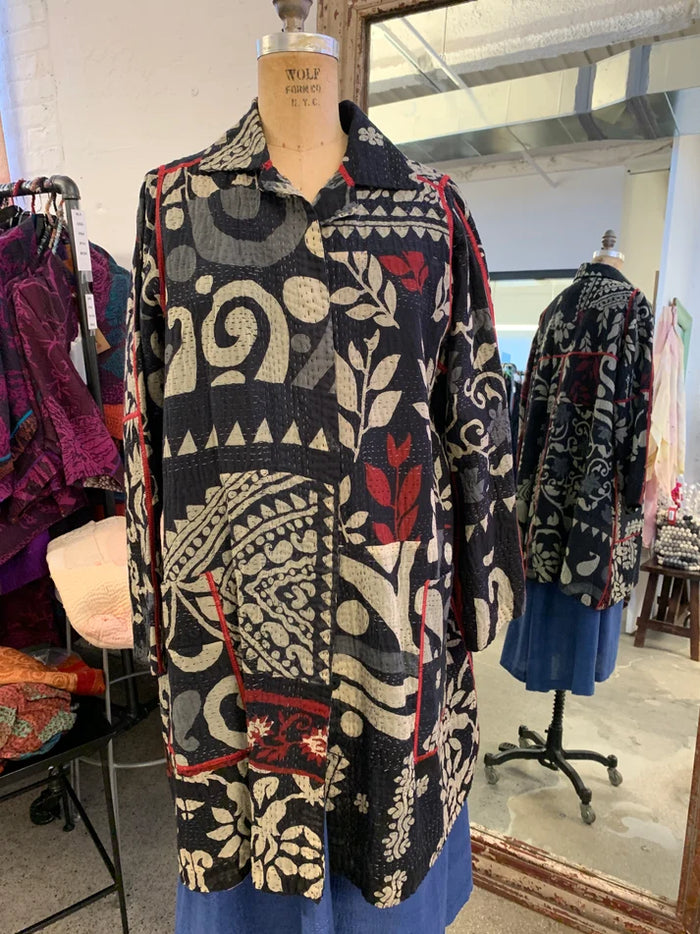Mieko Mintz Patch Kantha A-Line Duster