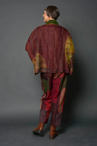 Mieko Mintz Jacquard Patch Tie Dye Circle Shibori Kantha Poncho