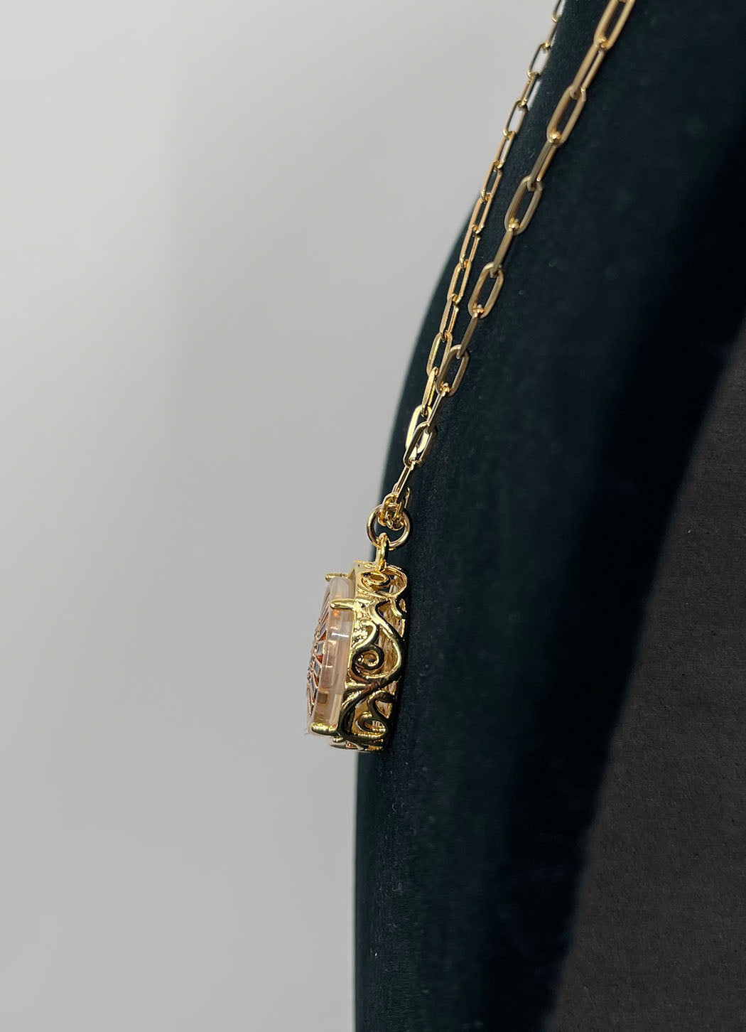 Julie Kreamer Vintage Button Necklace - Gold/Black & Clear
