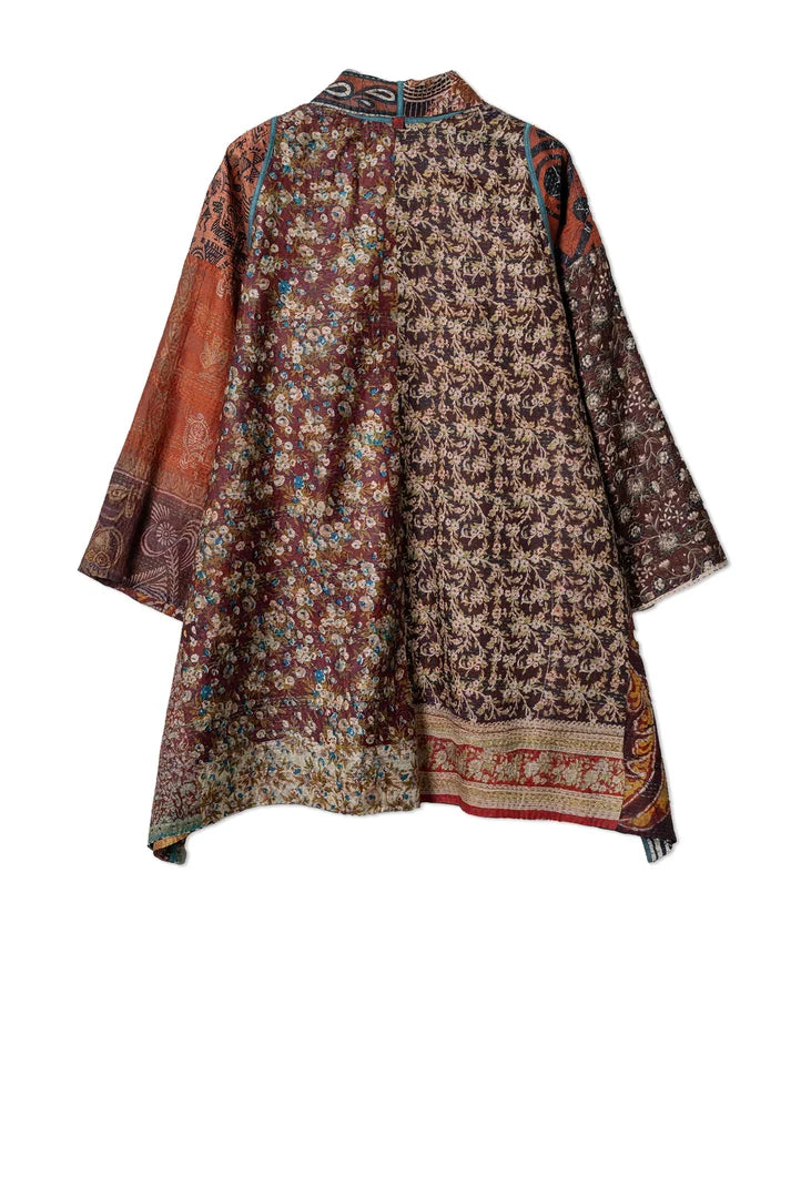 Mieko Mintz Vintage Silk Kantha A-Line Jacket