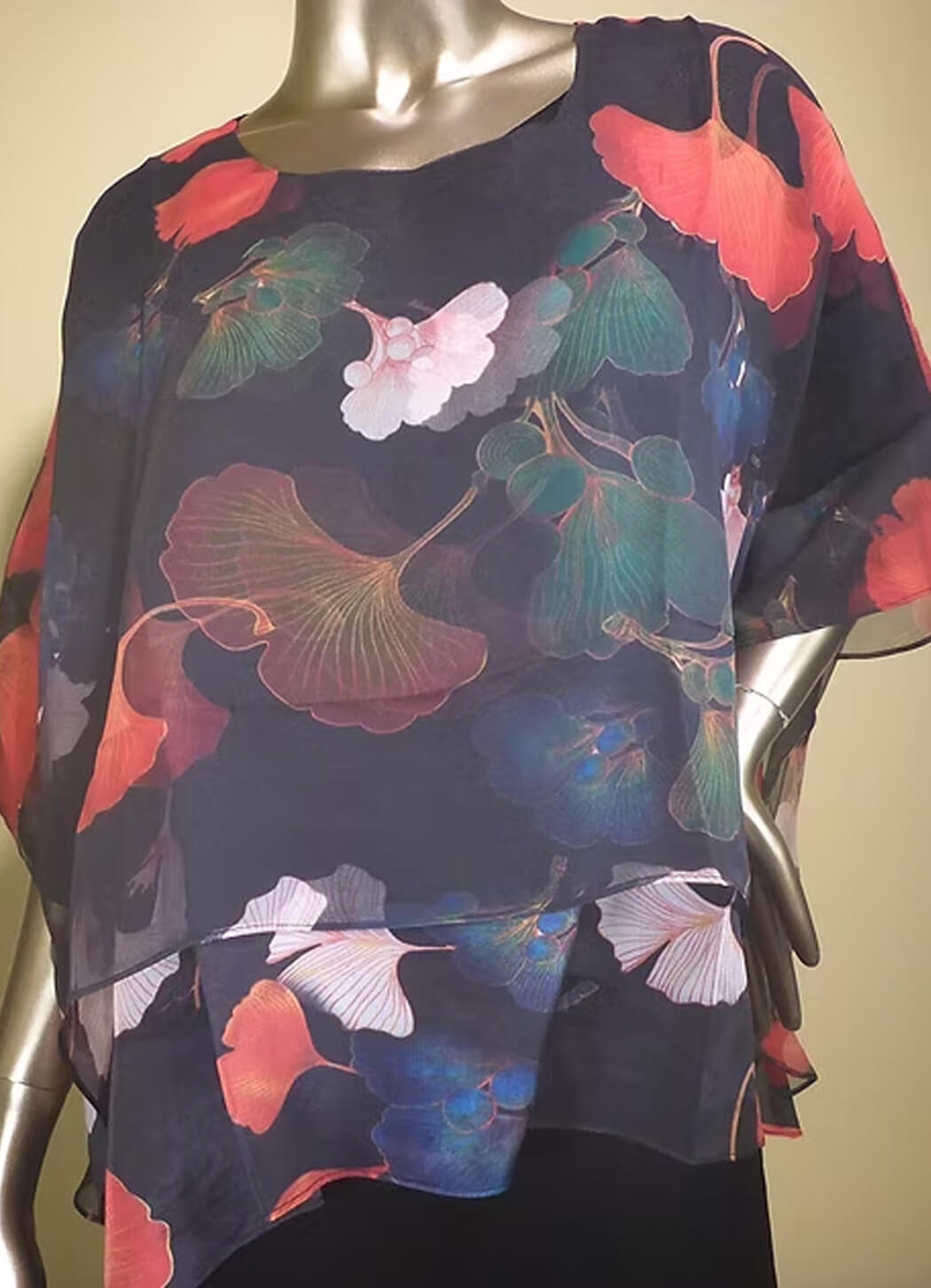 Cocoon Noir Silk Top with Overlay