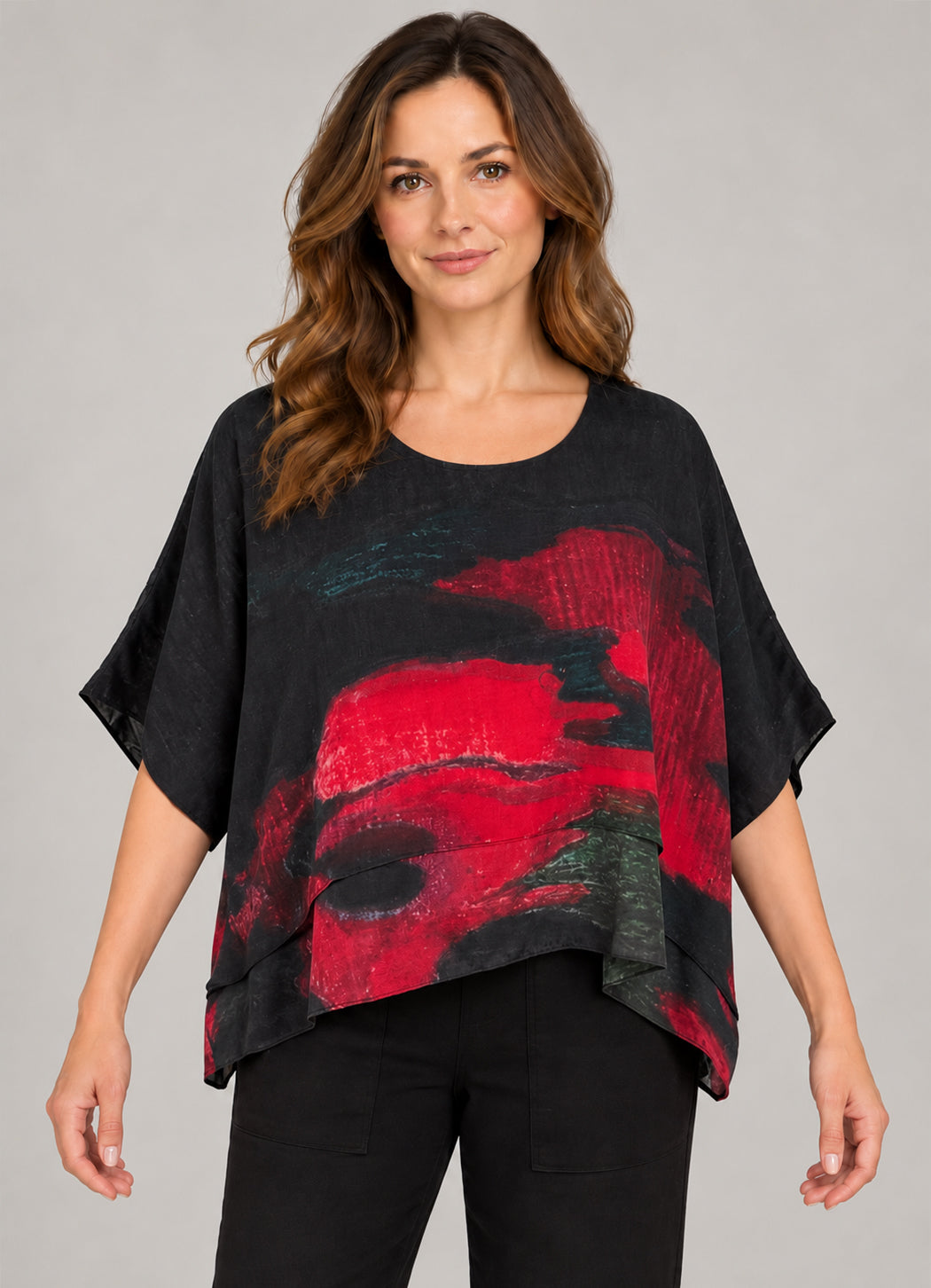 Cocoon Silk Top with Overlay