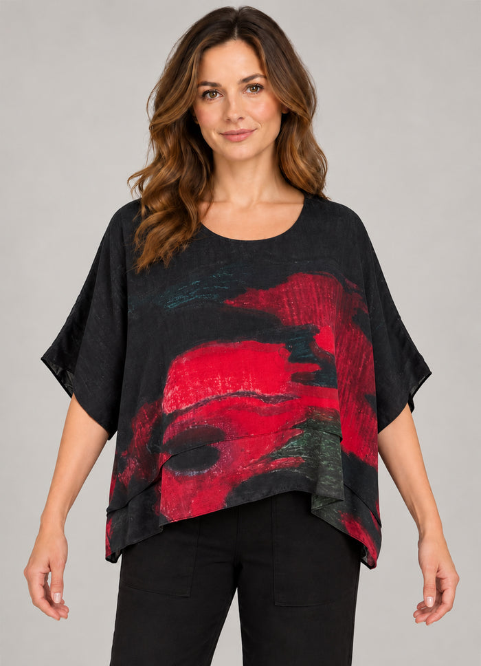 Cocoon Silk Top with Overlay