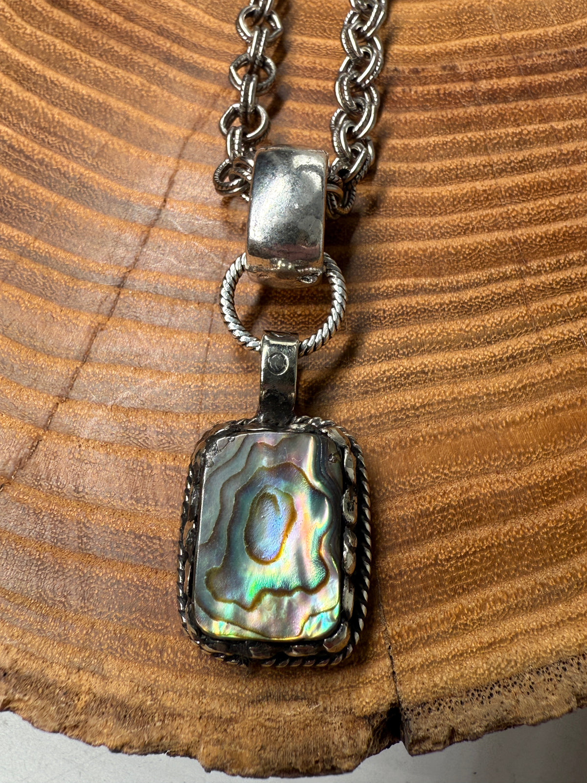 Belle Via Jewelry One-Of-A-Kind Square Abalone Necklace