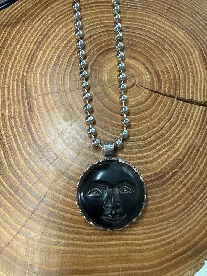 Belle Via Jewelry One-Of-A-Kind Exclusive Black Onyx Moon Necklace