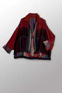 Mieko Mintz Stripe & Bends Kantha Cropped Shirt Jacket