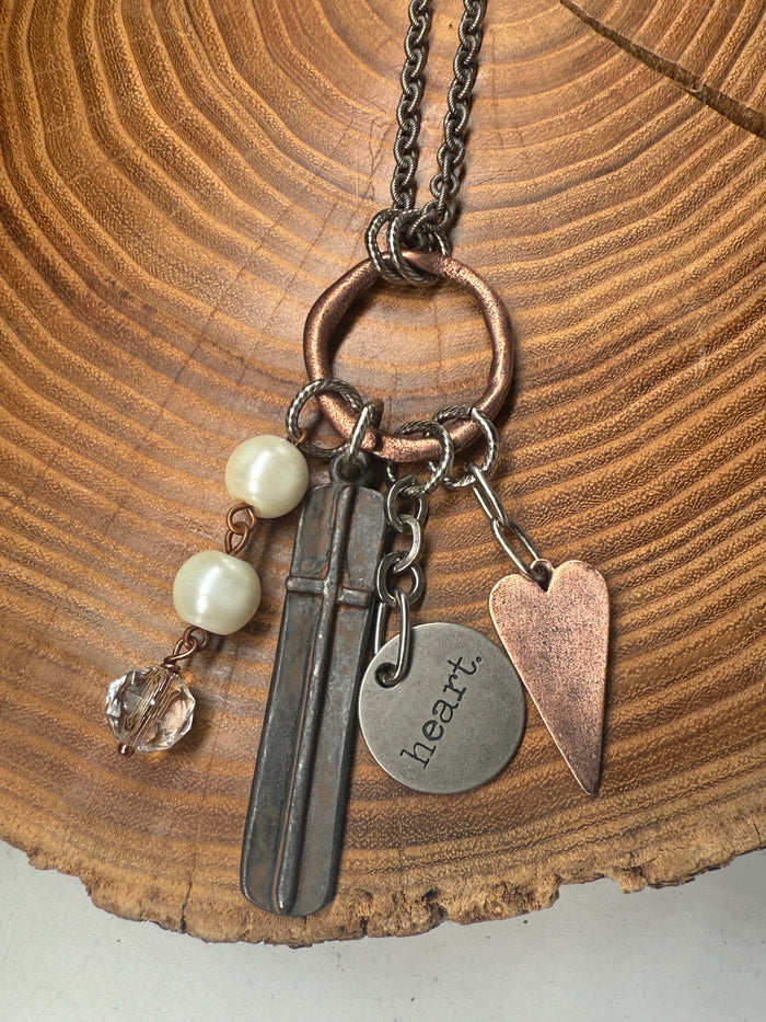 Belle Via Jewelry Cross + Heart Cluster Necklace